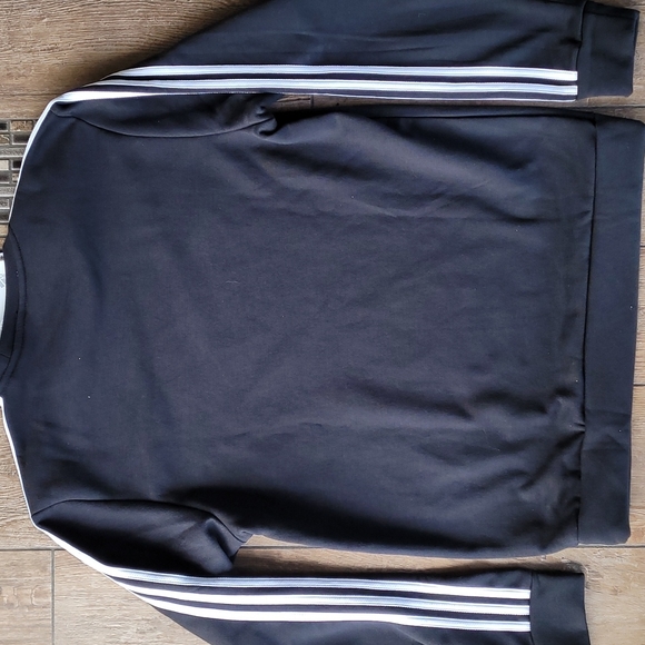 ADIDAS CREWNECK SWEATSHIRT 3 Stripe Black White Men's Size Med NWT - Picture 4 of 7